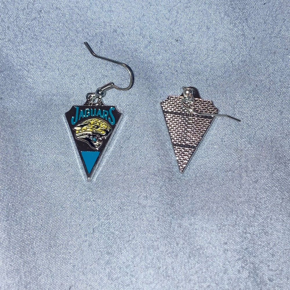 Jacksonville Jaguars Logo Triangle Dangle Earrings - Teal & Black
